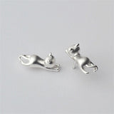 Lovely 925 Sterling Silver Platinum Animal Small Cat Ear Stud Earrings