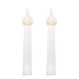 Vintage Manual Braided Rope Knot Long Tassel Women Earrings