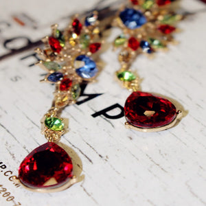 Green Red Rhinestone Earring Wings Charm Drop Pendant