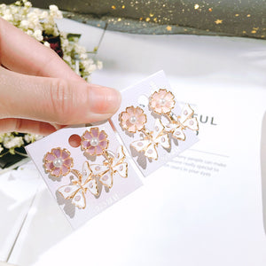 Silver 925 Luxury Women Earring Pink Blossoms Flower