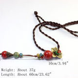 Ethnic Handmade Pendant Necklace Round Beads Flower Necklace