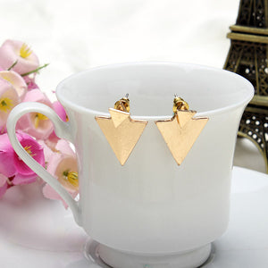 Punk Gold Silver Geometric Triangle Stud Fashion Earrings Jewelry for Women 