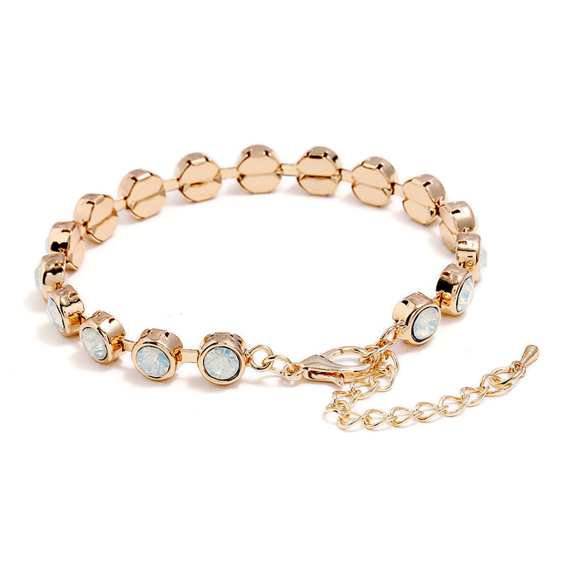 Zinc Alloy Colorful Rhinestone Rose Gold Beads Bracelet