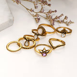 8 Pcs  Women Trendy Crystal Geometric Gem Knuckle Ring Set