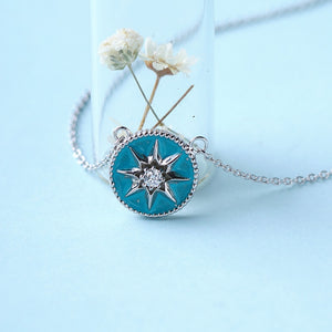 Women 925 Sterling Silver Enamels Pendant Clavicle Necklace Jewelry