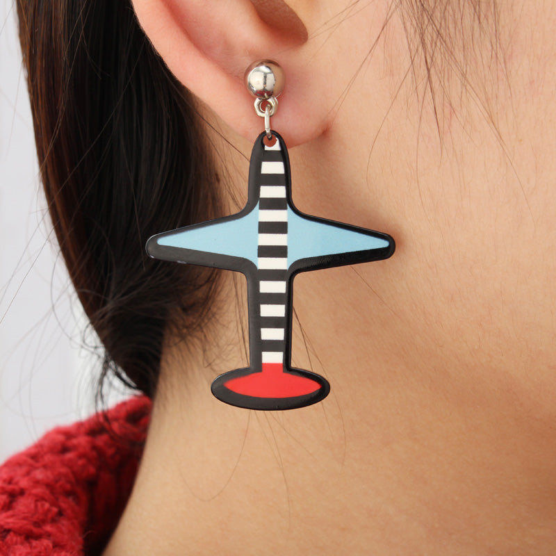 Asymmetric Stripe Plane Hip-hop Earrings Personality Earrings