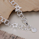 Silver Plated Hollow Stars Chain Charm Bracelet For Women