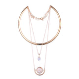 Zircon Gold Collar Chain Multilayer Pendant Necklace For Women