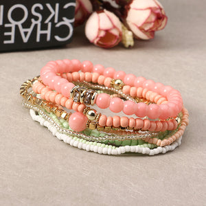 Bohemian Women's Colorful Multilayer Adjustable Beads Bracelets Best Gift for Girl 