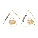 Retro Geometric Triangle Natural Crystal Stone Women Earrings