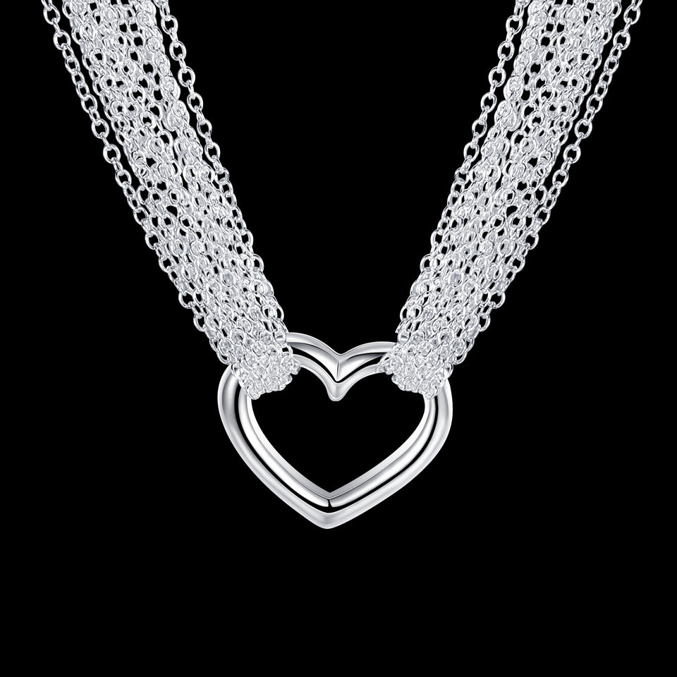 YUEYIN Multi-line Simple Heart Pendant Necklace For Women
