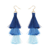 Women's  Bohemian Tassel Earrings Hand-made Three Layers Different Color Ear Drop Unique Gift