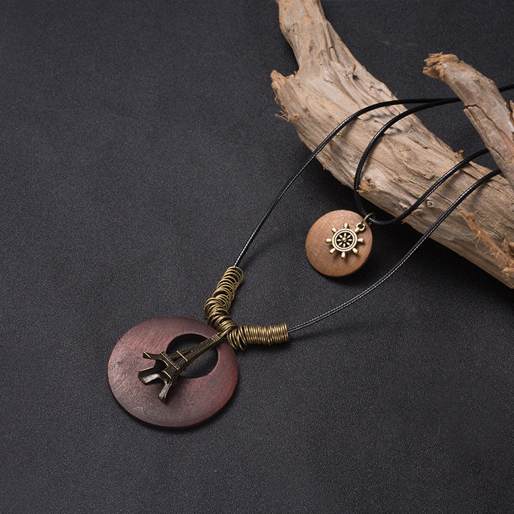 Unisex Vintage Charm Necklace Tree of Life Hat Key Leaf