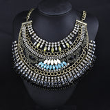European Multilayer Crystal Rhinestone Statement Choker Necklace