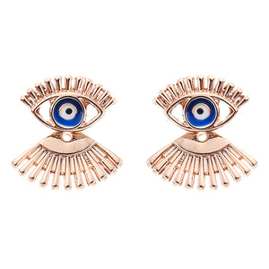 Trendy Eye Eyelash Ear Stud Earrings Silver Rose Gold Plated