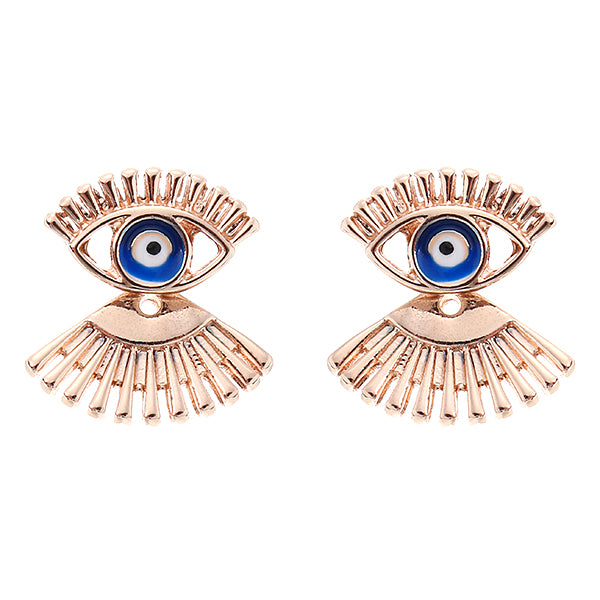 Trendy Eye Eyelash Ear Stud Earrings Silver Rose Gold Plated