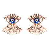 Trendy Eye Eyelash Ear Stud Earrings Silver Rose Gold Plated