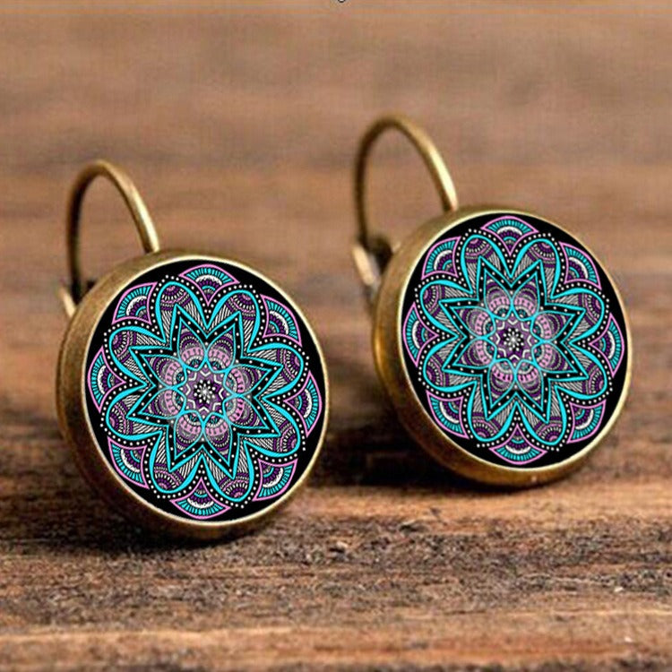 Bohemian Flower Drop Earring Ethnic Earrings Purple Flower