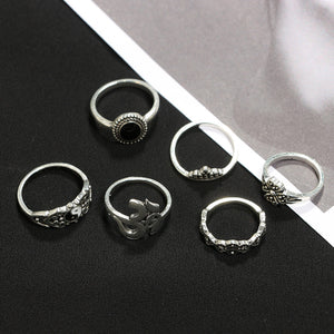 10Pcs Bohemian Statement Ring Set Vintage Crown Star Moon