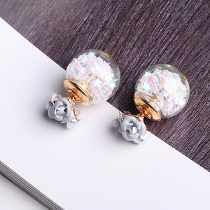 Trendy Colorful Glass Ball Stars Ear Stud Flower Earrings