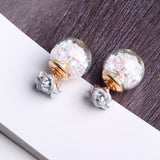 Trendy Colorful Glass Ball Stars Ear Stud Flower Earrings