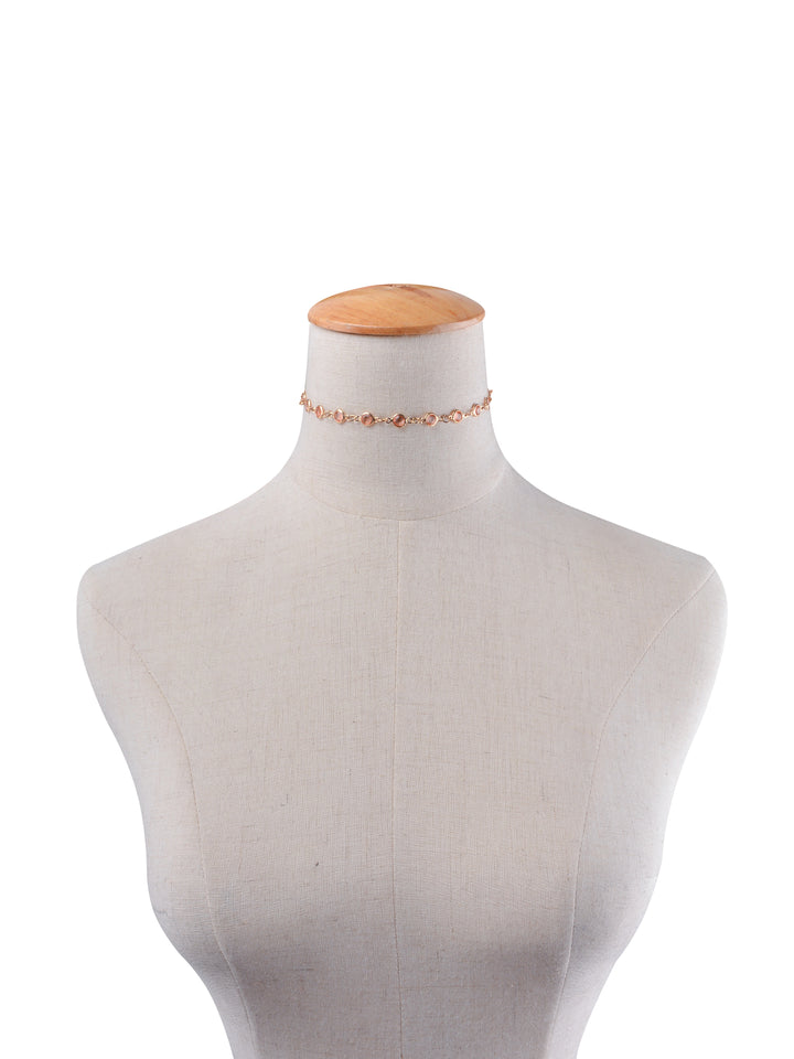 Simple Pink Crystal Choker Necklace For Women