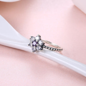 Luxury 925 Sterling Silver Rings Flower Zirconia Engagement