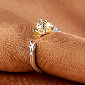 Cute Chinese Zodiac Gold Animals Rhinestones Adjustable Ring