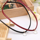 Leather Collar Short Necklace Zircon Clavicle Cord Necklaces