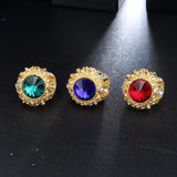 Vintage Finger Ring Round Gemstone Zircon Gold Geometric