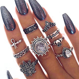 9Pcs Bohemian Statement Ring Sets Vintage Geometric Sun Star