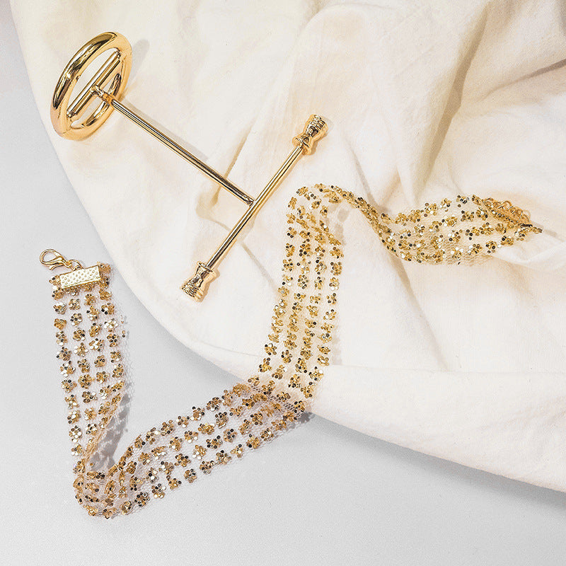 Fashion Choker Necklace Grenadine Mental Paillette