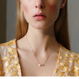 Elegent Chain Necklace Gold Heart Pearl Pendant Jewelry