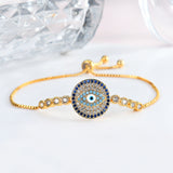 Unisex Jewelry Unique Blue Evil Eye Zircon Adjustable Charm Bracelet  