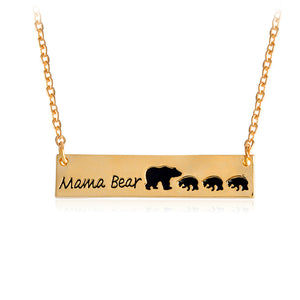 Creative Letters Engraved Mama Bear Pendant Necklace Cute