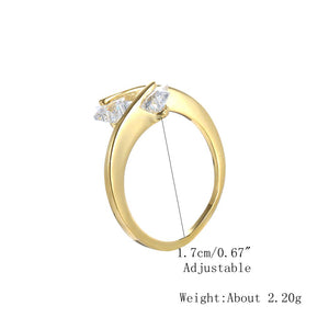 Elegant Adjustable Finger Ring Diamond Stars 18K Gold Plated