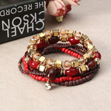 Women's Bohemian Bracelet Colorful Multilayer Beads Charming Bracelet