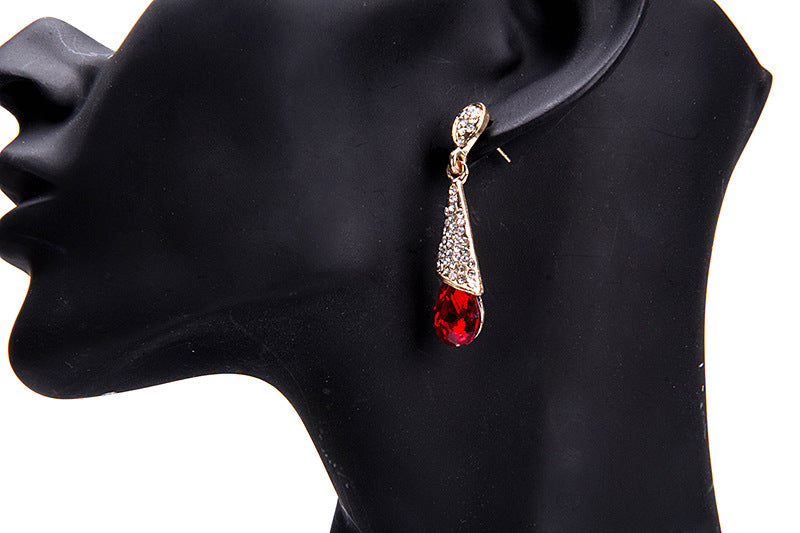 Elegant Rhinestone Ear Drop Retro Gemstone Dangle Earrings