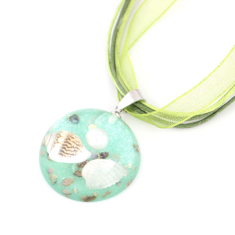 Bohemian Ocean Romance Shell Pearl Inside Hemisphere Pendant