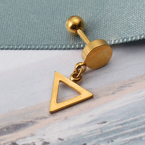 1 Piece Titanium Steel Earrings Fashion 316L Stainless Steel Triangle Pendant Ear Stud for Men Women