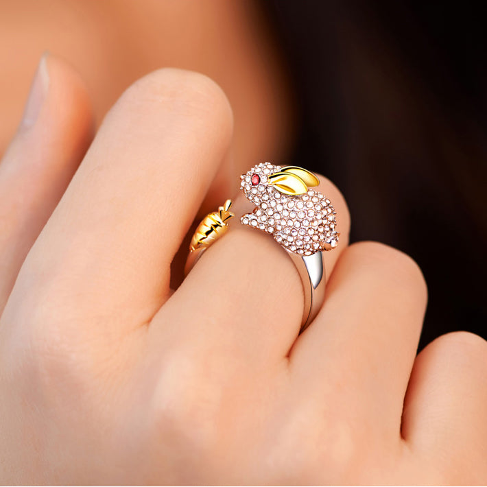 Cute Chinese Zodiac Gold Animals Rhinestones Adjustable Ring