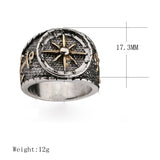 Retro Finger Rings Antique Silver Compass Patter Finger Ring