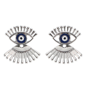 Trendy Eye Eyelash Ear Stud Earrings Silver Rose Gold Plated