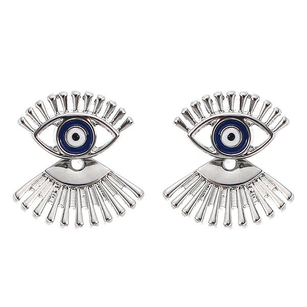 Trendy Eye Eyelash Ear Stud Earrings Silver Rose Gold Plated