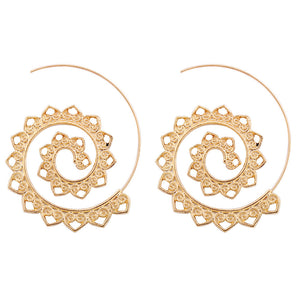 Big Circle Hoop Exaggerated Spiral Heart Drop Shape Earrings