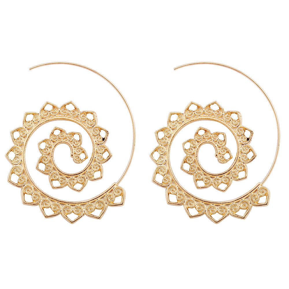 Big Circle Hoop Exaggerated Spiral Heart Drop Shape Earrings