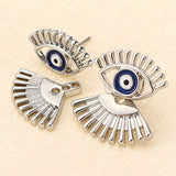 Trendy Eye Eyelash Ear Stud Earrings Silver Rose Gold Plated