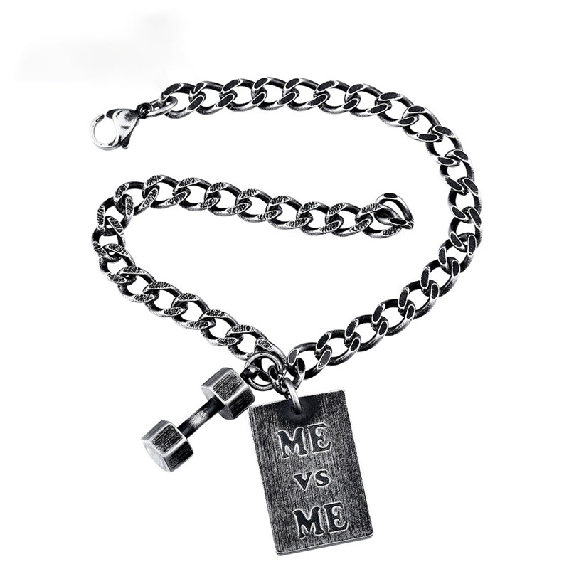 Stainless Steel Link Chain Letter Hag Barbell Bracelet