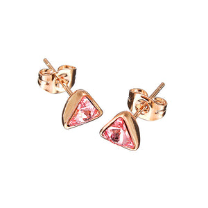 Cute Inlay Zircon Crystal Triangle Ear Stud Earrings Women Jewelry