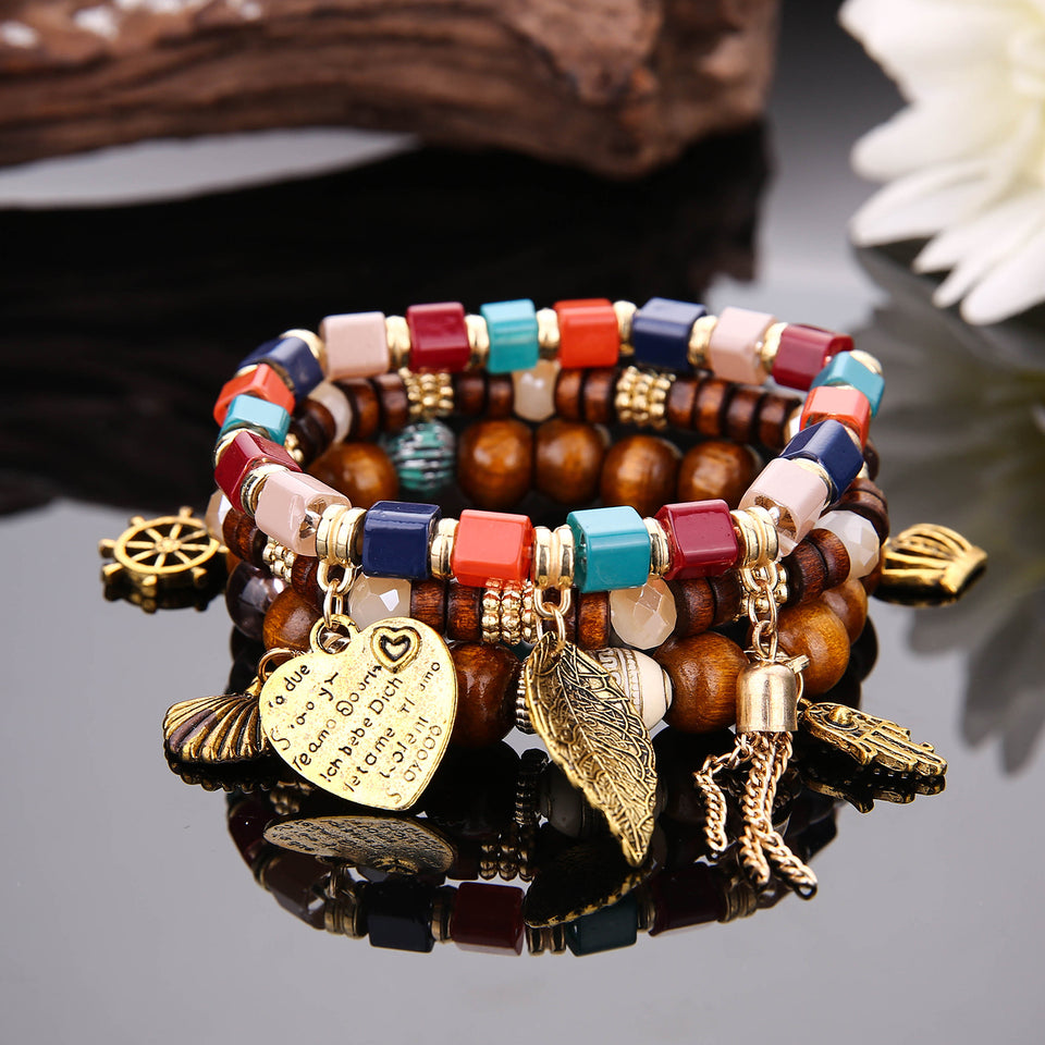 Charm Multilayer Tassel Bracelets Leaf Anchor Bracelet